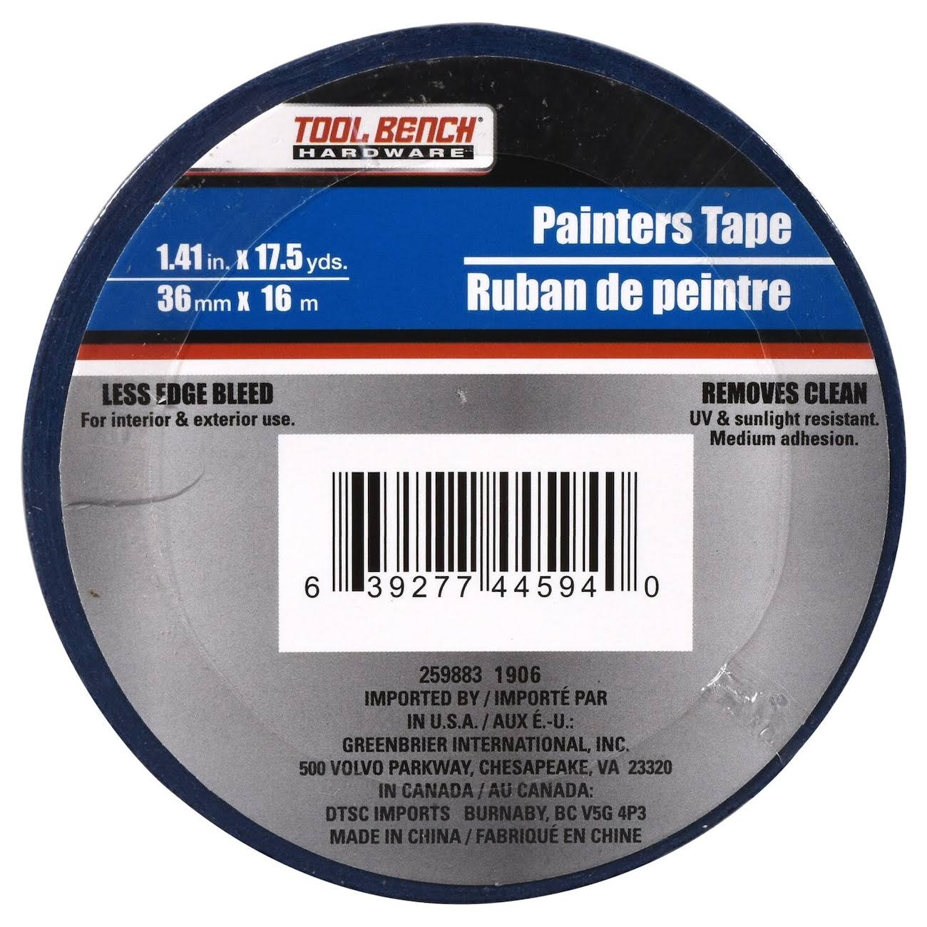 Tool Bench Hardware Painters Masking Tape, 54-Ft. Rolls