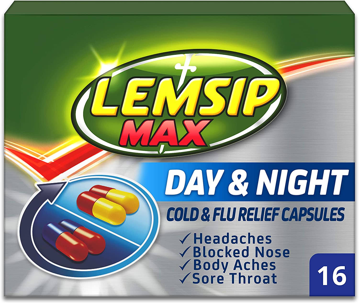 Lemsip Max Day and Night Cold and Flu Relief Capsules - 16 Pack