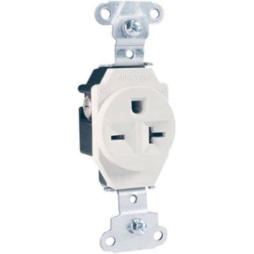Pass and Seymour Heavy Duty Single Outlet - 20A, White