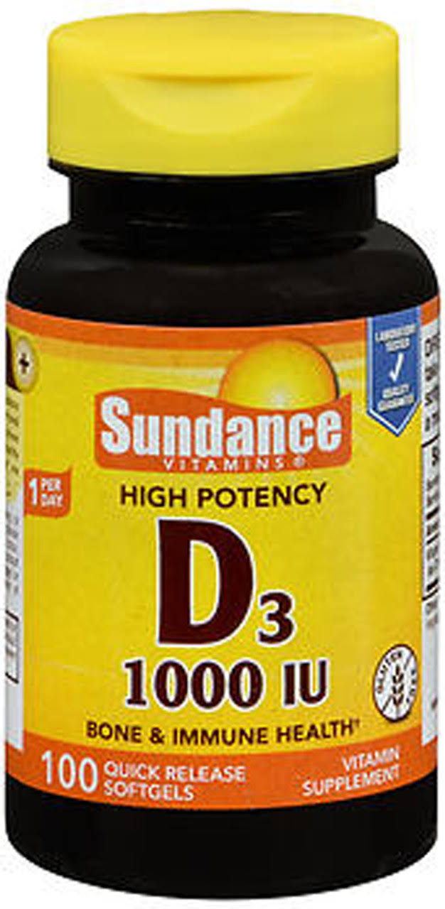 Sundance High Potency Vitamin D3 1000 IU Supplement - 100ct
