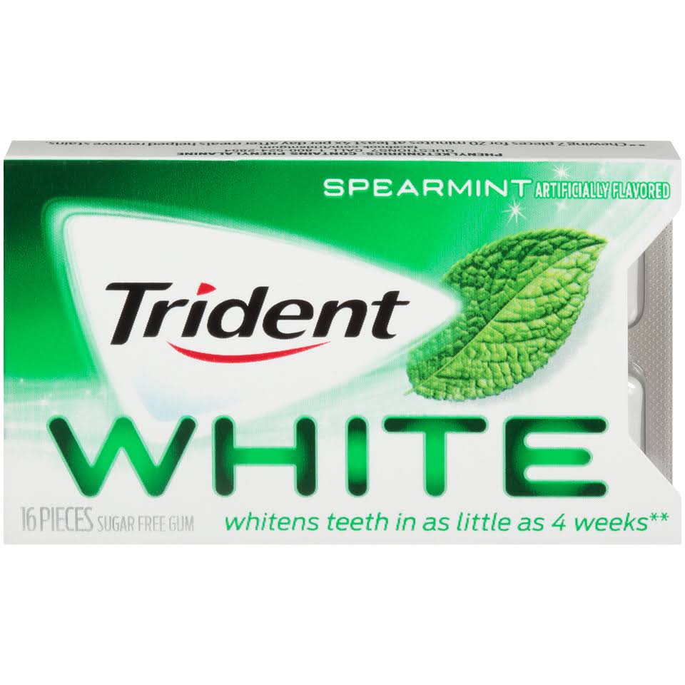 Trident White Gum - 16 Count, Sugar Free, Spearmint