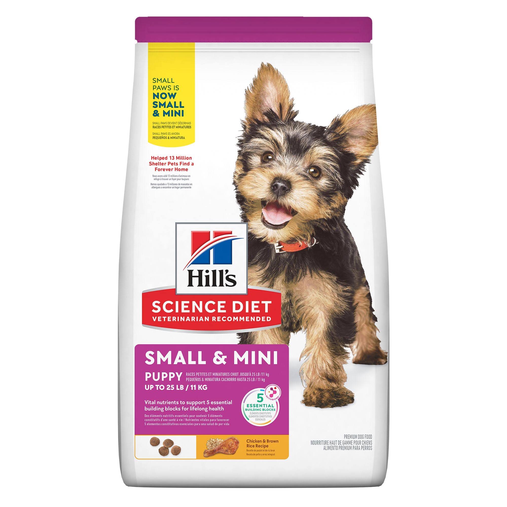 Hill's Science Diet Puppy Small & Mini Chicken Meal & Brown Rice Recipe Dry Dog Food, 12.5-lb Bag