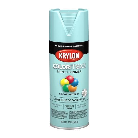 Krylon K05506007 COLORmaxx Spray Paint and Primer for Indoor/Outdoor Use, Gloss Blue Ocean Breeze