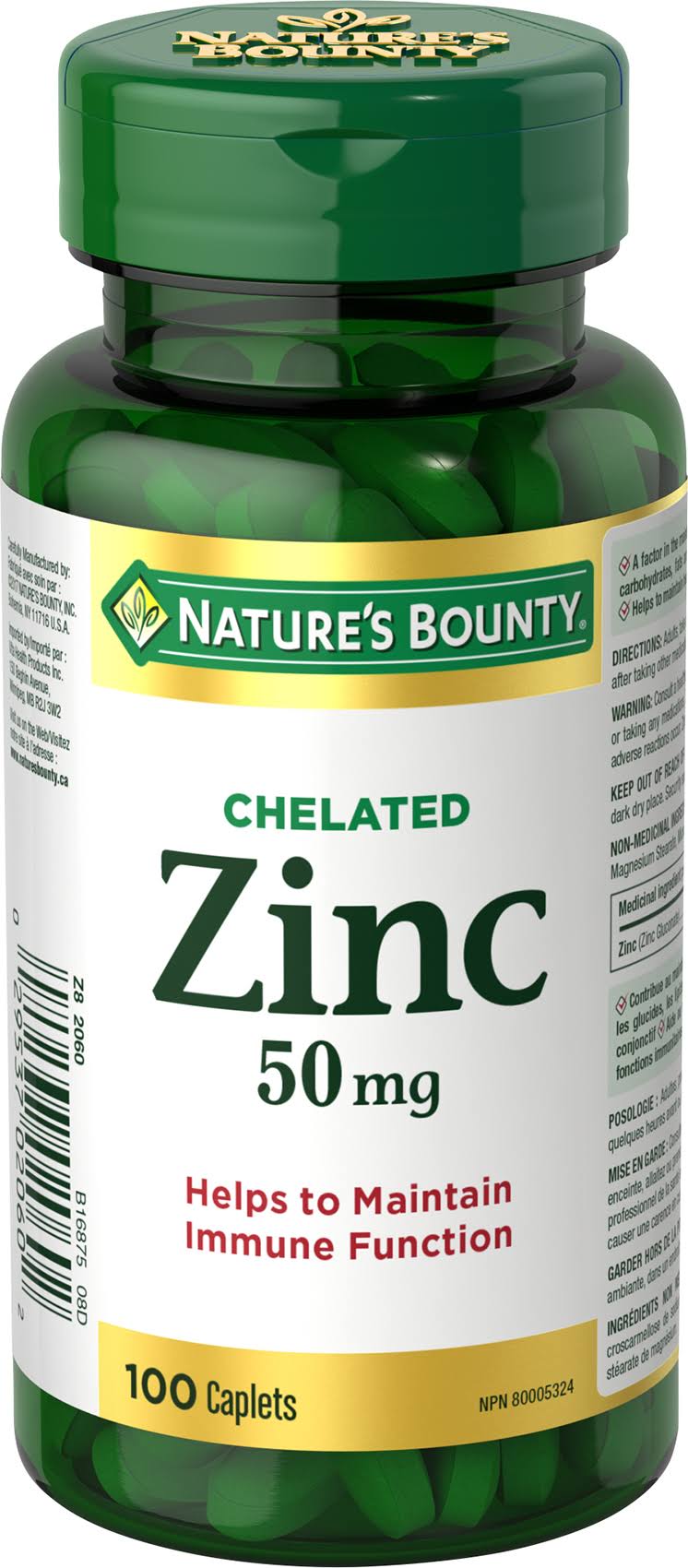 Nature's Bounty Chelated Zinc Dietary Supplement - 50mg x 100ct