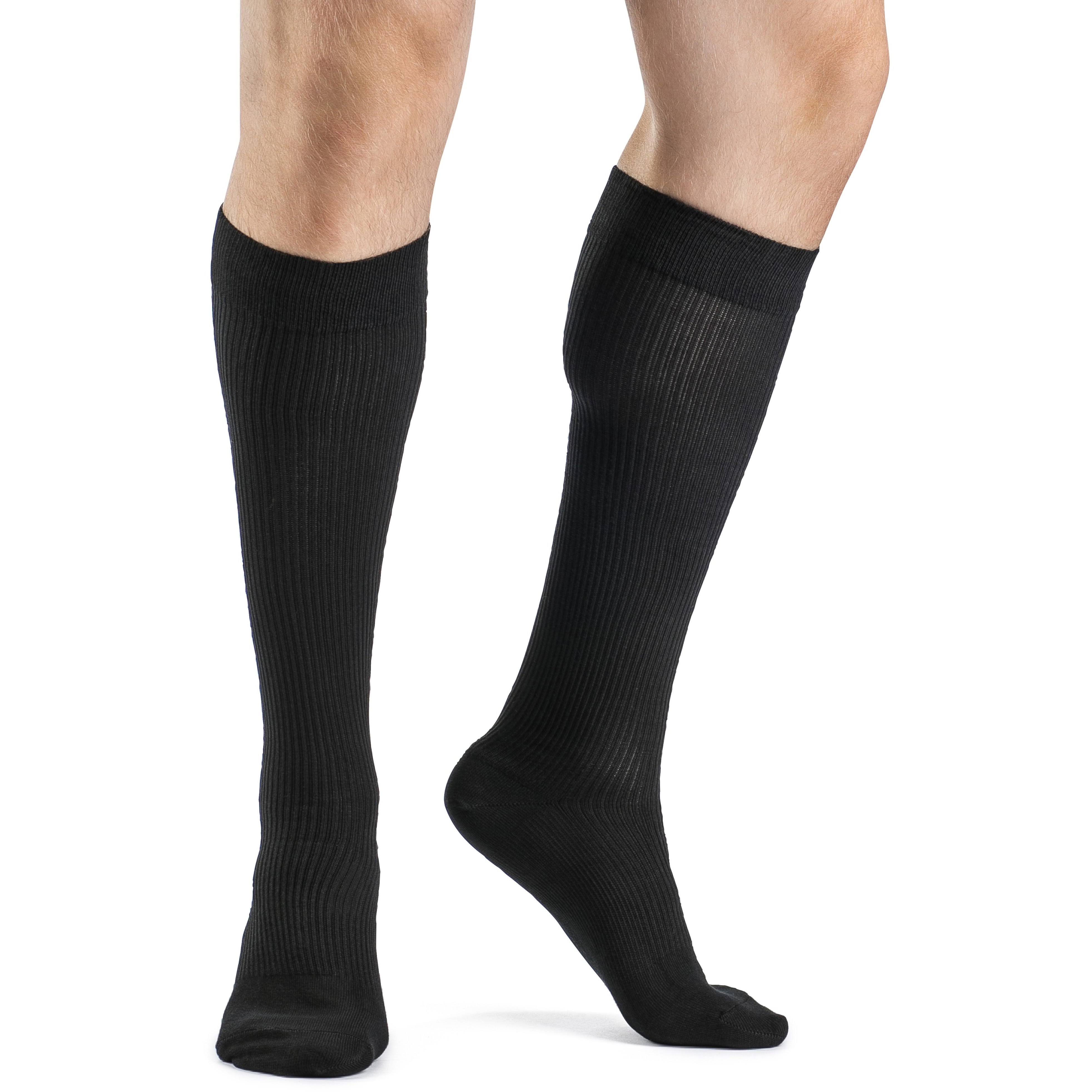 Sigvaris Men's Casual Cotton Knee High Socks - Black