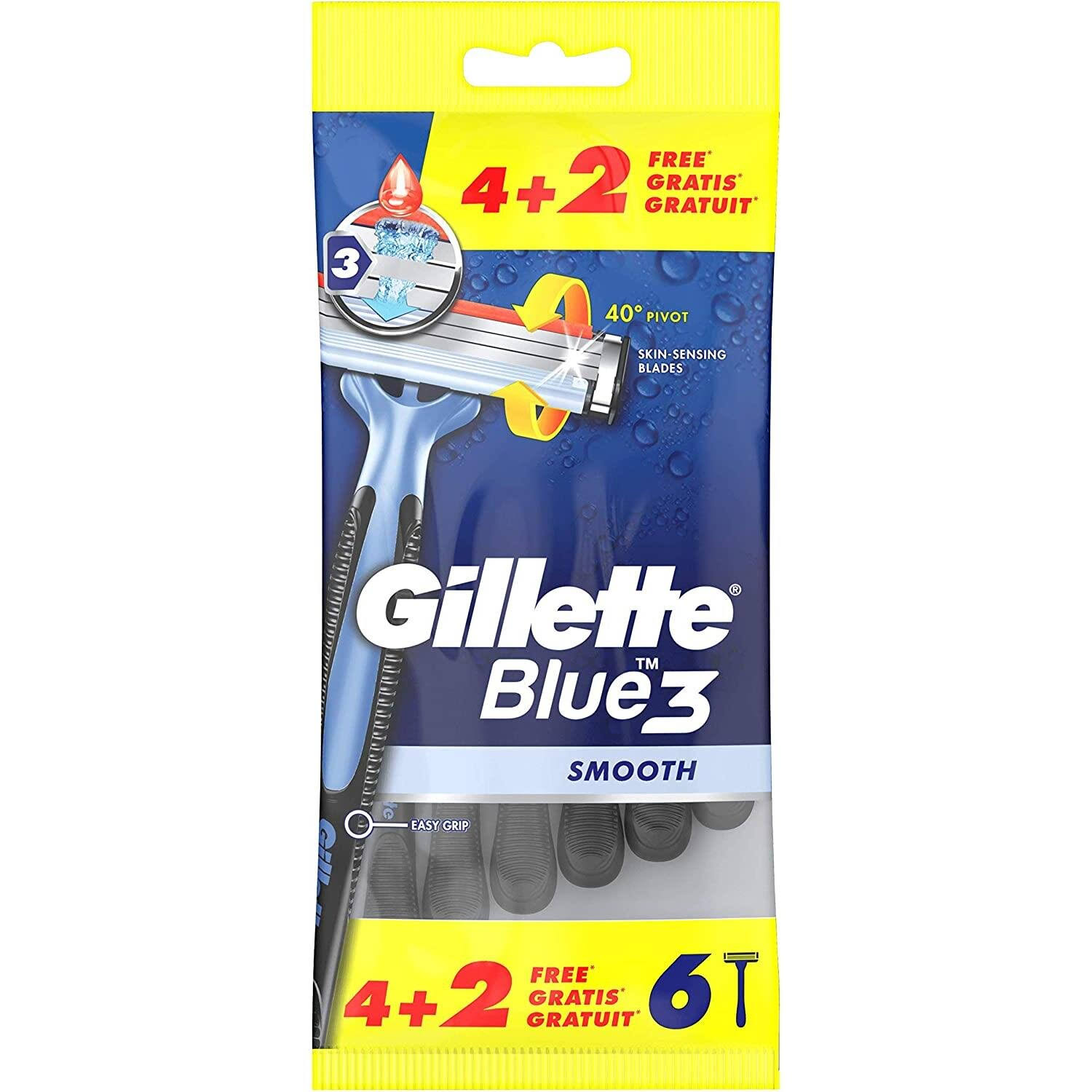 Gillette Blue 3 Smooth Disposable Razors 6 Pack