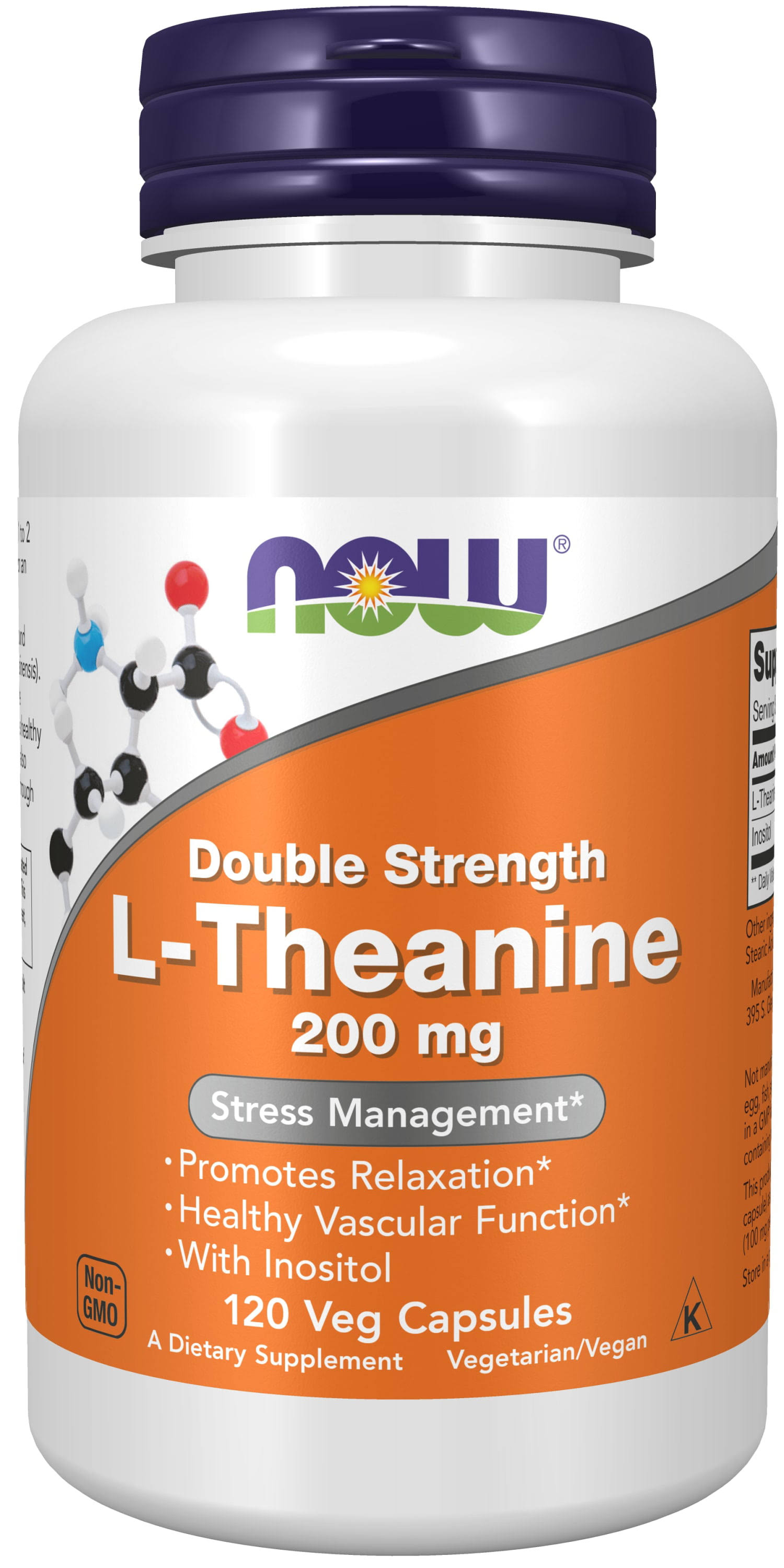 Now Foods L-Theanine Stress Management - 200mg, 120 Vegetarian Capsules