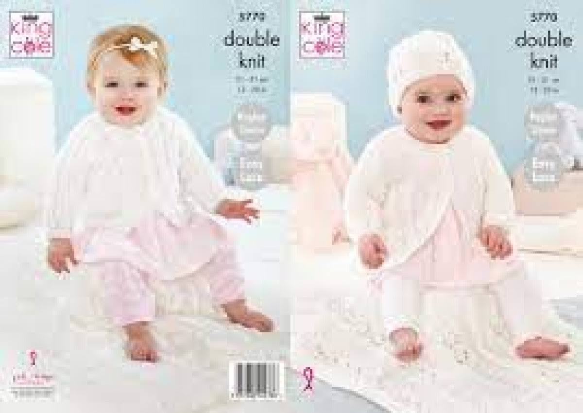King Cole Baby Double Knitting Pattern Jacket Coat Top Bootees Hat Blanket 5359 