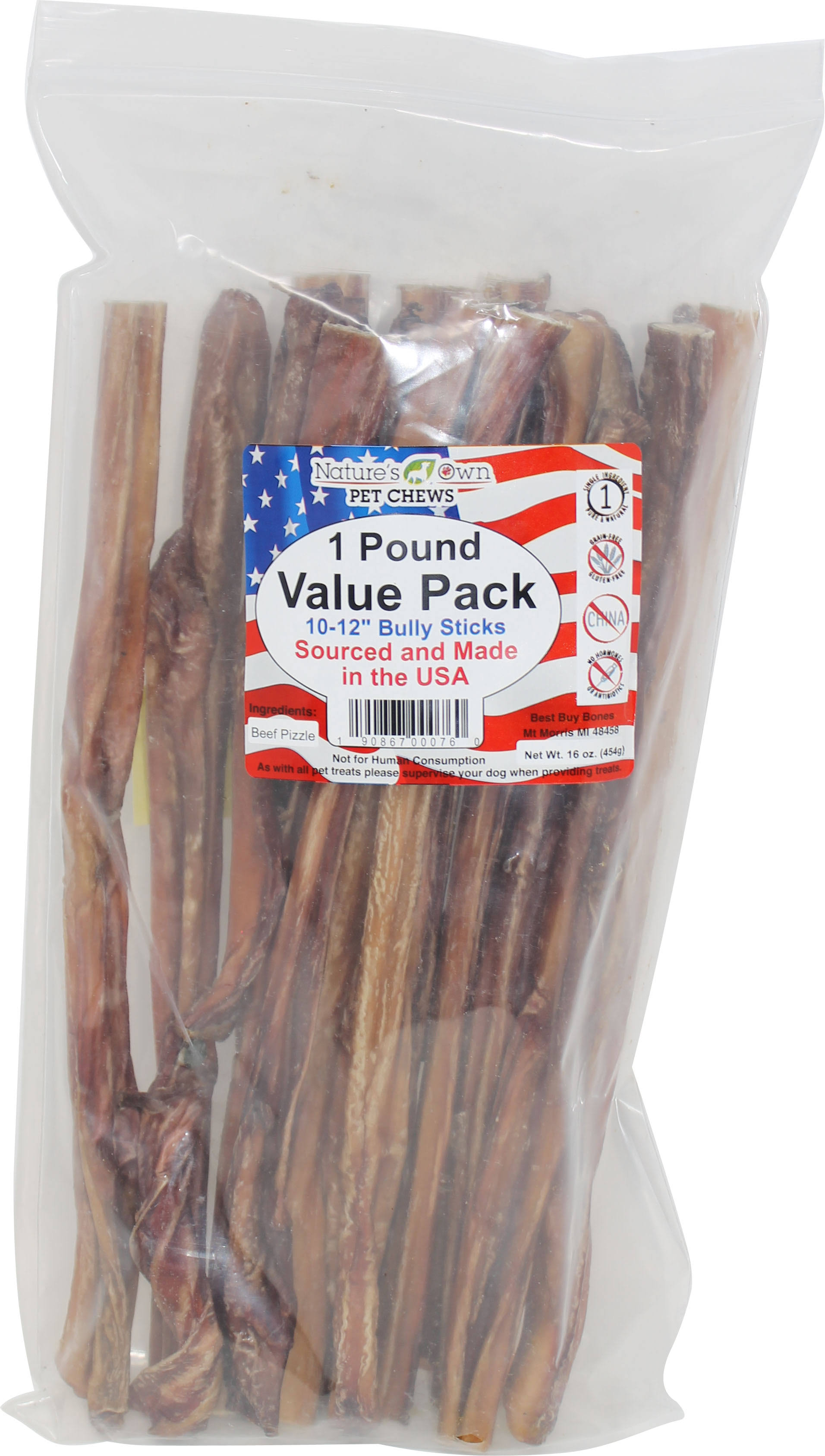 Best Buy Bones - USA Bully Sticks Value Pack Treats Natural / 10-12 In/1 lb