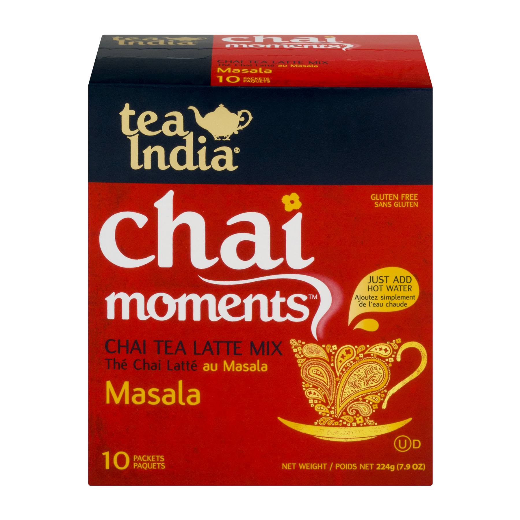 Tea India, Masala Chai Tea Latte Mix, 10 Pouches