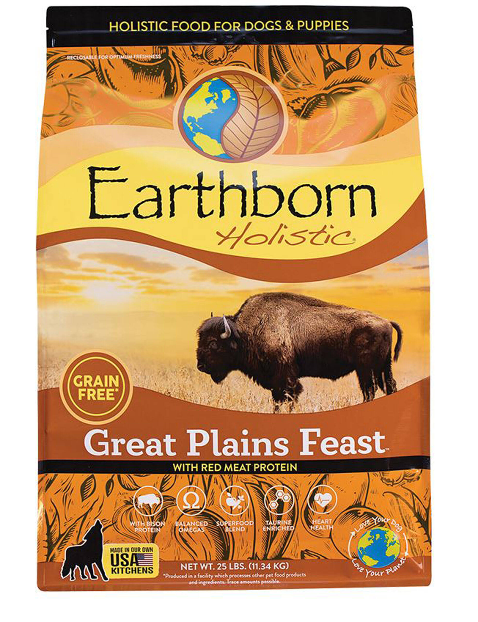 Earthborn Holistic Great Plains Feast Grain Free Natural Dog Food 25-lb