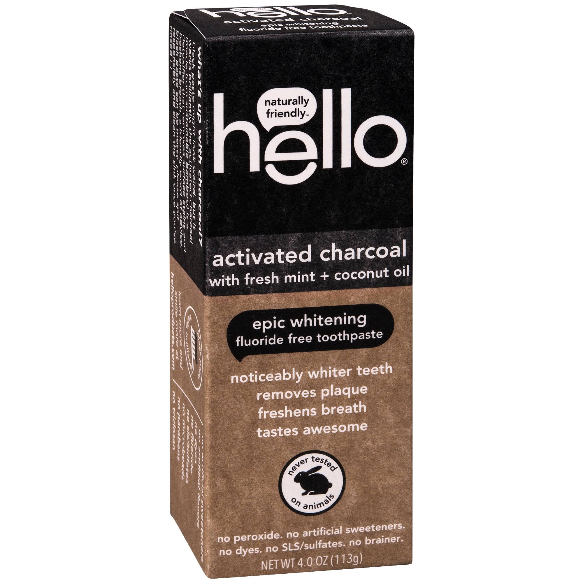 Hello Toothpaste, Fluoride Free, Epic Whitening, Activated Charcoal - 4.0 oz