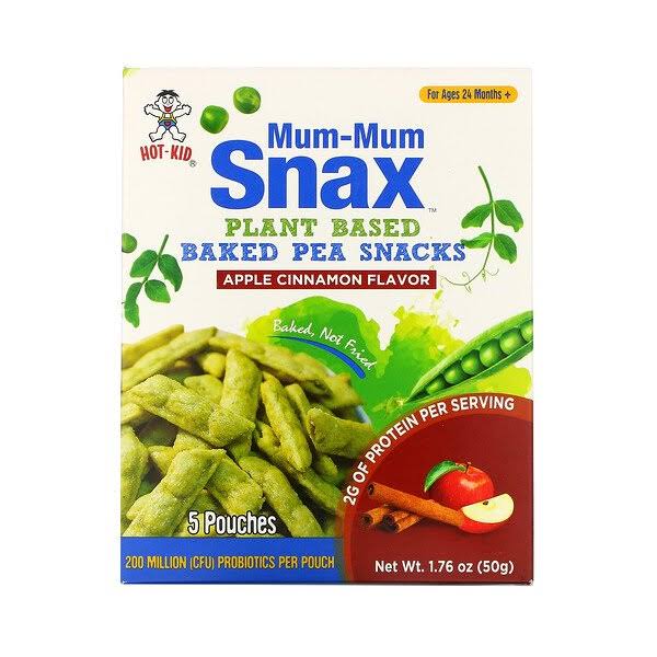 Hot Kid Mum-Mum Snax Baked Pea Snacks for Ages 24 Months+ Apple Cinnamon 5 Pouches 1.76 oz (50 g)