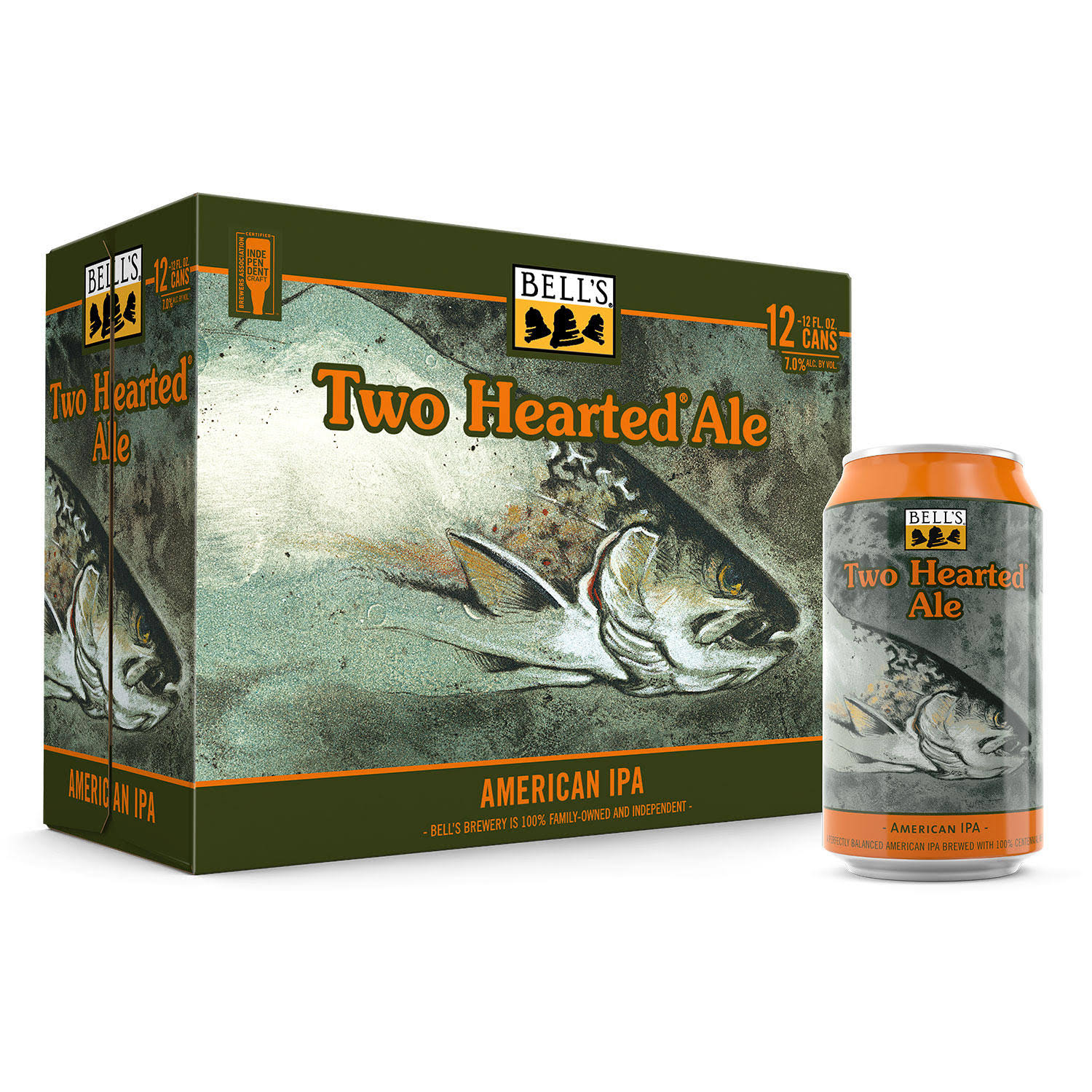 Bell's Bells Beer, American IPA, Two Hearted Ale, 12 Can Pack - 12 pack, 12 fl oz cans