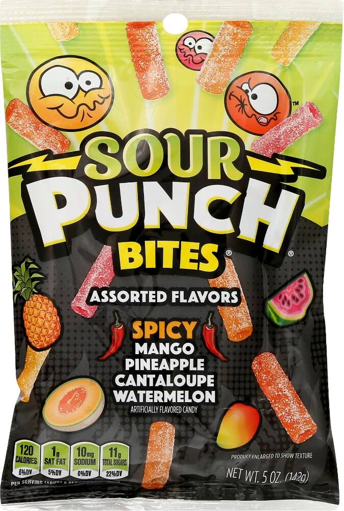 Sour Punch Bites Candy, Assorted Flavors, Spicy, Bites - 5 oz