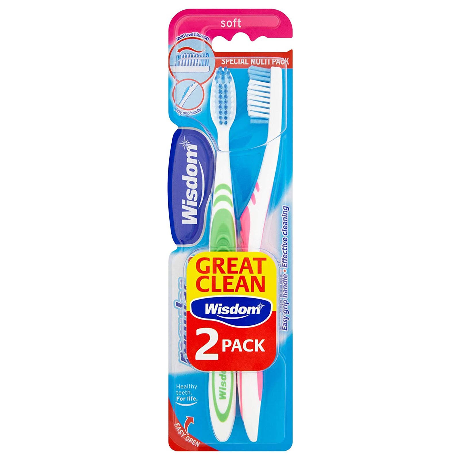 Wisdom Regular Plus Soft Toothbrush - 2pk