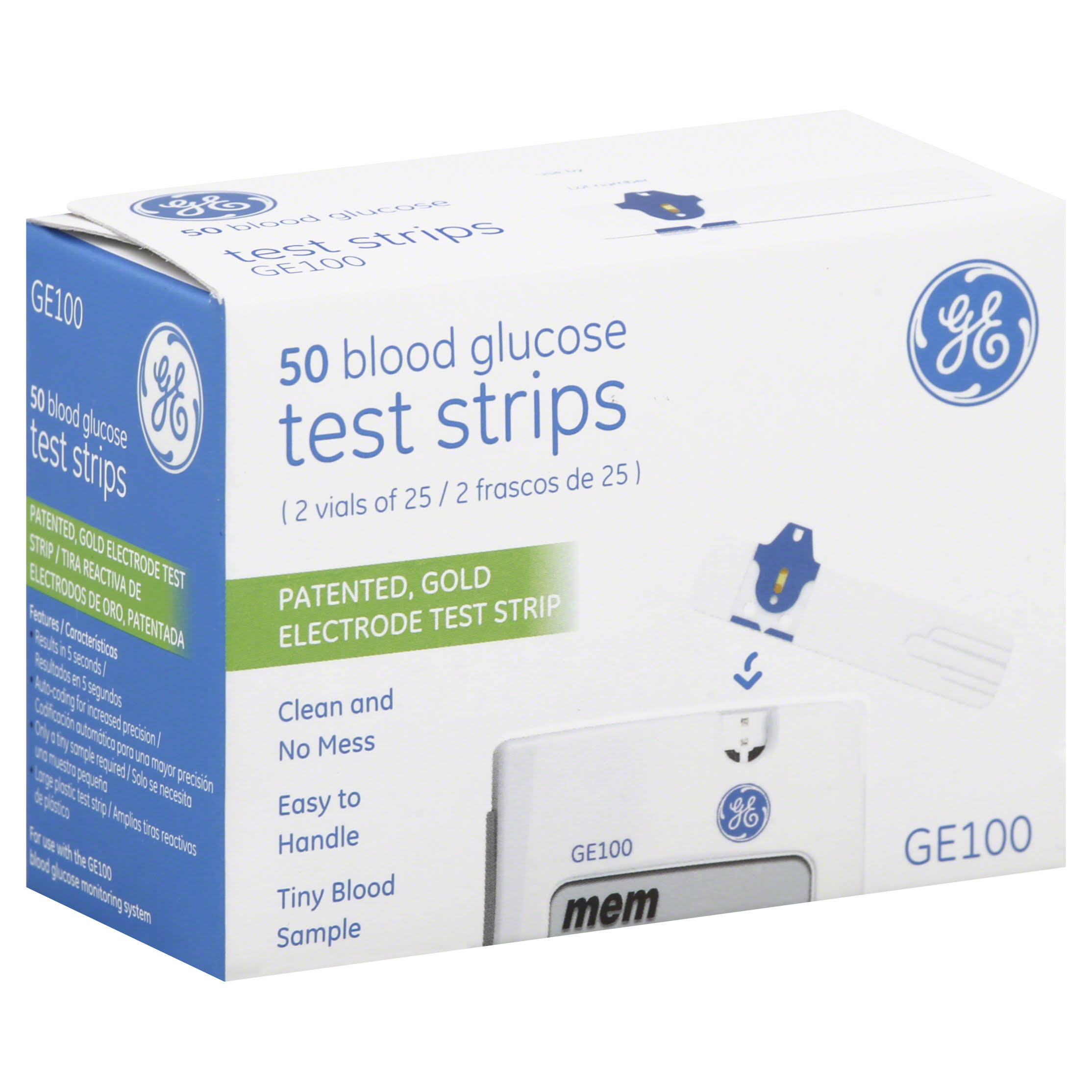 GE Blood Glucose Test Strips - 50 Count, 2 Pack