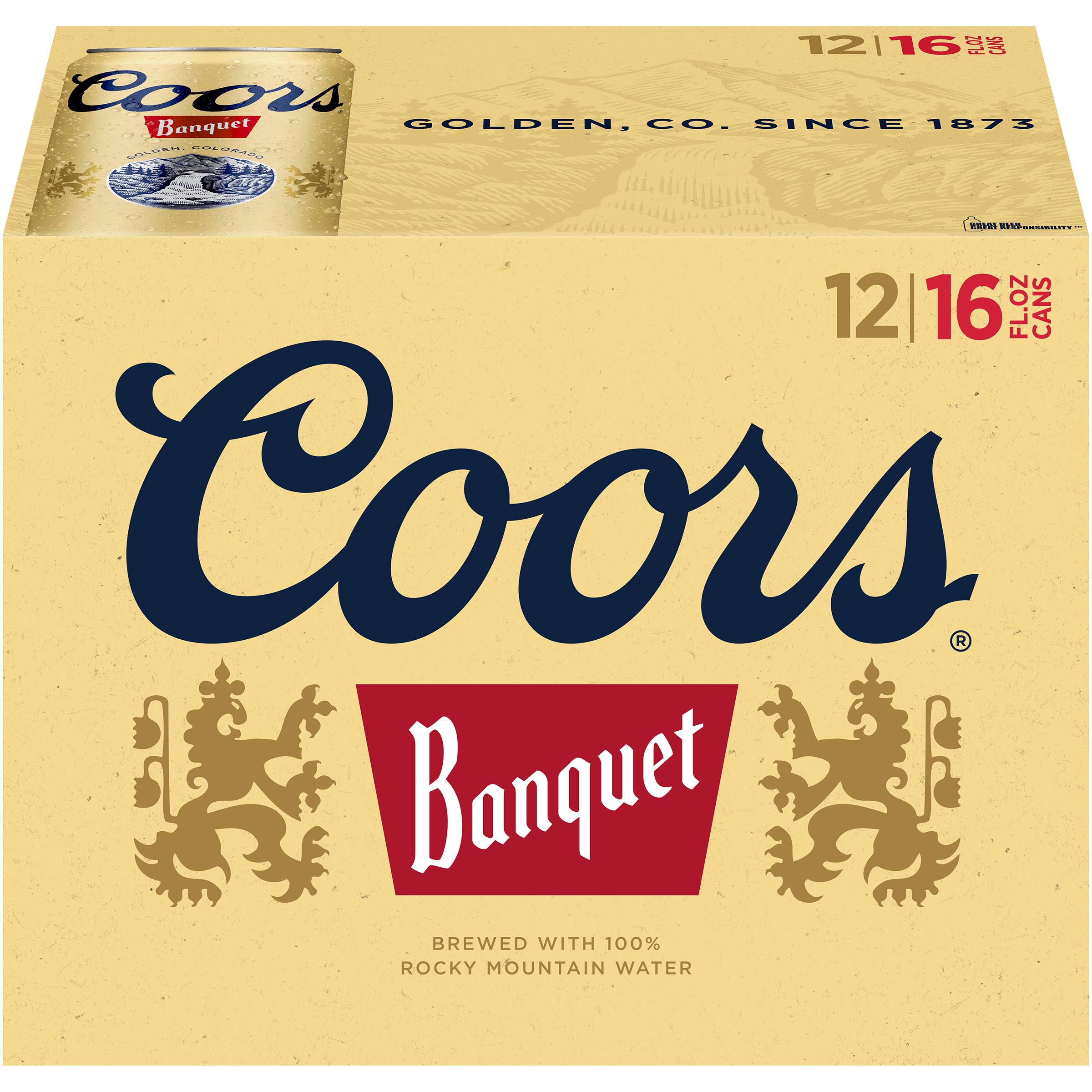 Coors Beer, Banquet - 12 pack, 16 fl oz cans
