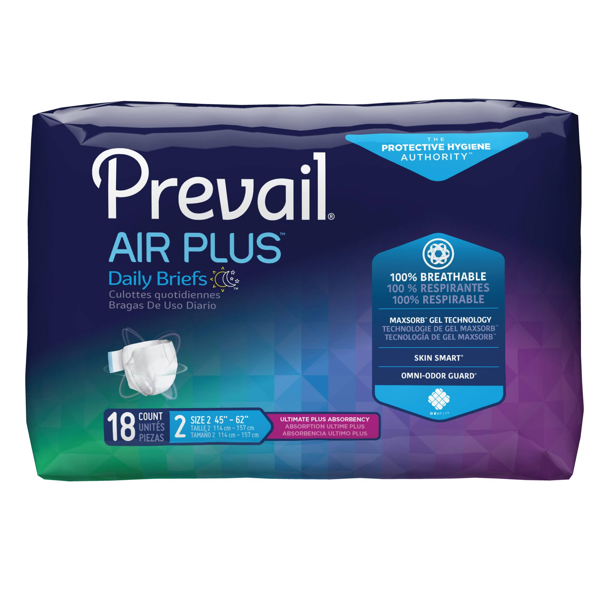 Prevail Unisex Breezers 360 Maximum Absorbency Incontinence Briefs - Size 2, 18ct
