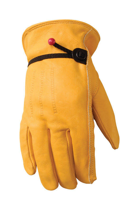 Wells Lamont Grain Cowhide Leather Work Gloves - Yellow, Medium
