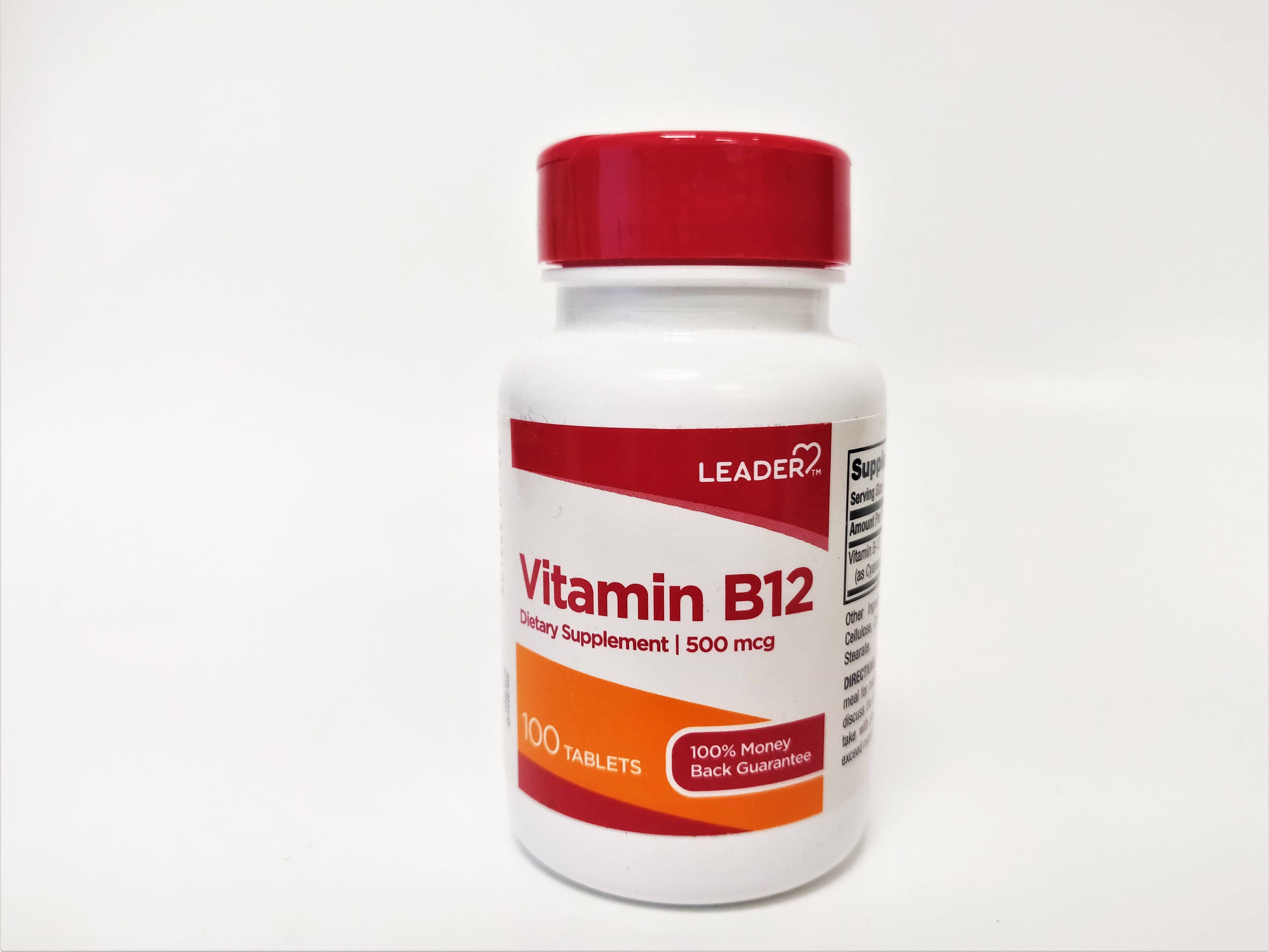Leader Vitamin B12 Dietary Supplement 500mcg - 100 Tablets