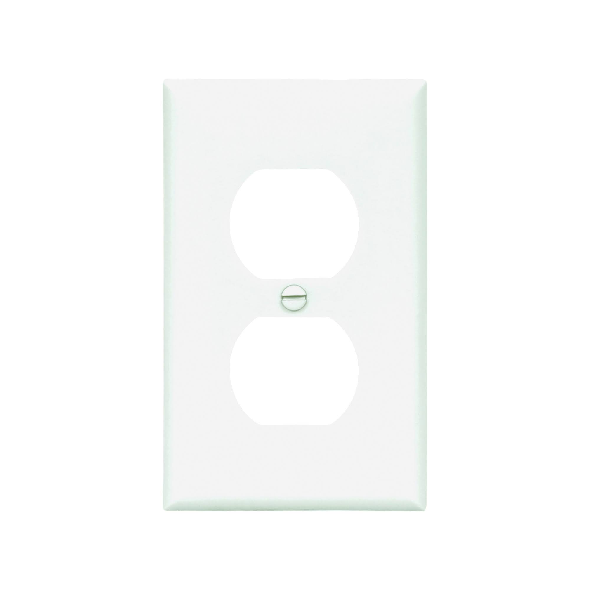 Eaton 5132W-L Nylon Standard Size Duplex Receptacle Wall Plate - White, 1 Gang