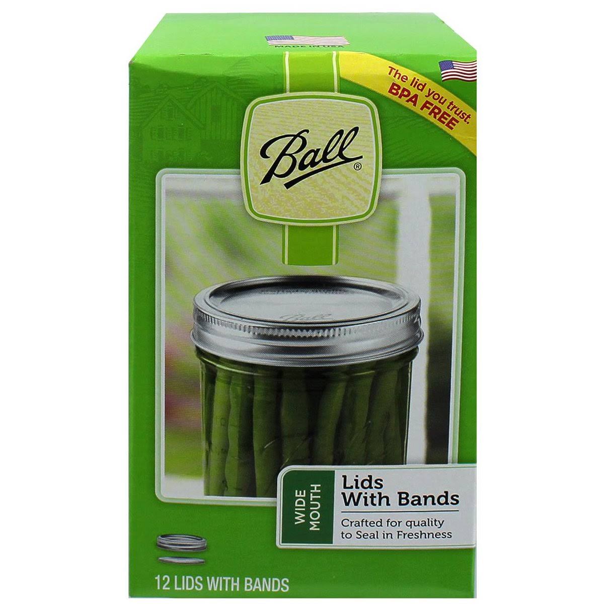 Ball Wide Mouth Lids with Bands - 12 Pack