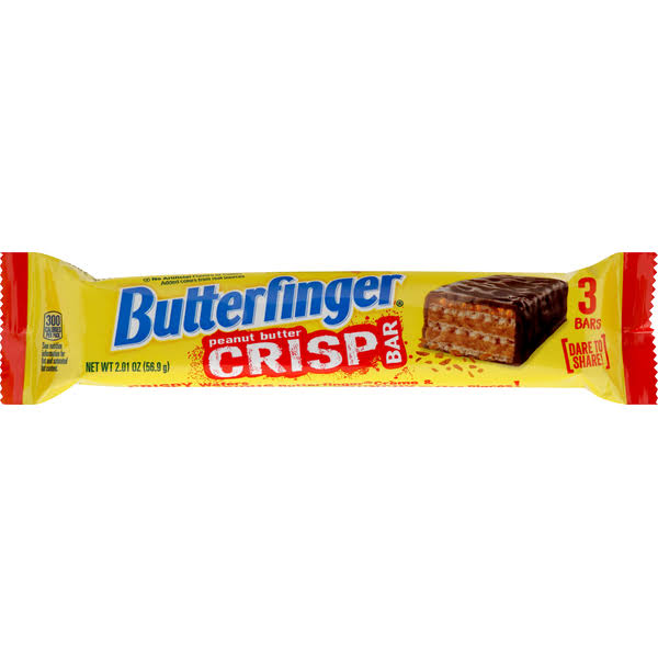 Butterfinger Bar, Peanut Butter, Crisp - 3 bars, 2.01 oz