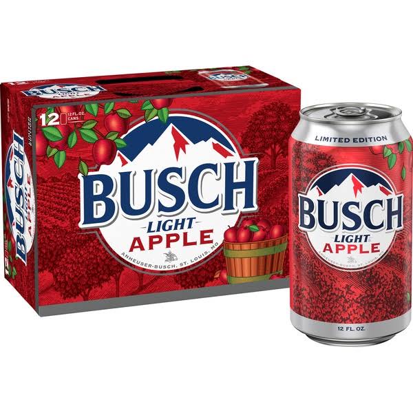 Busch Light Beer, Apple - 12 pack, 12 fl oz cans
