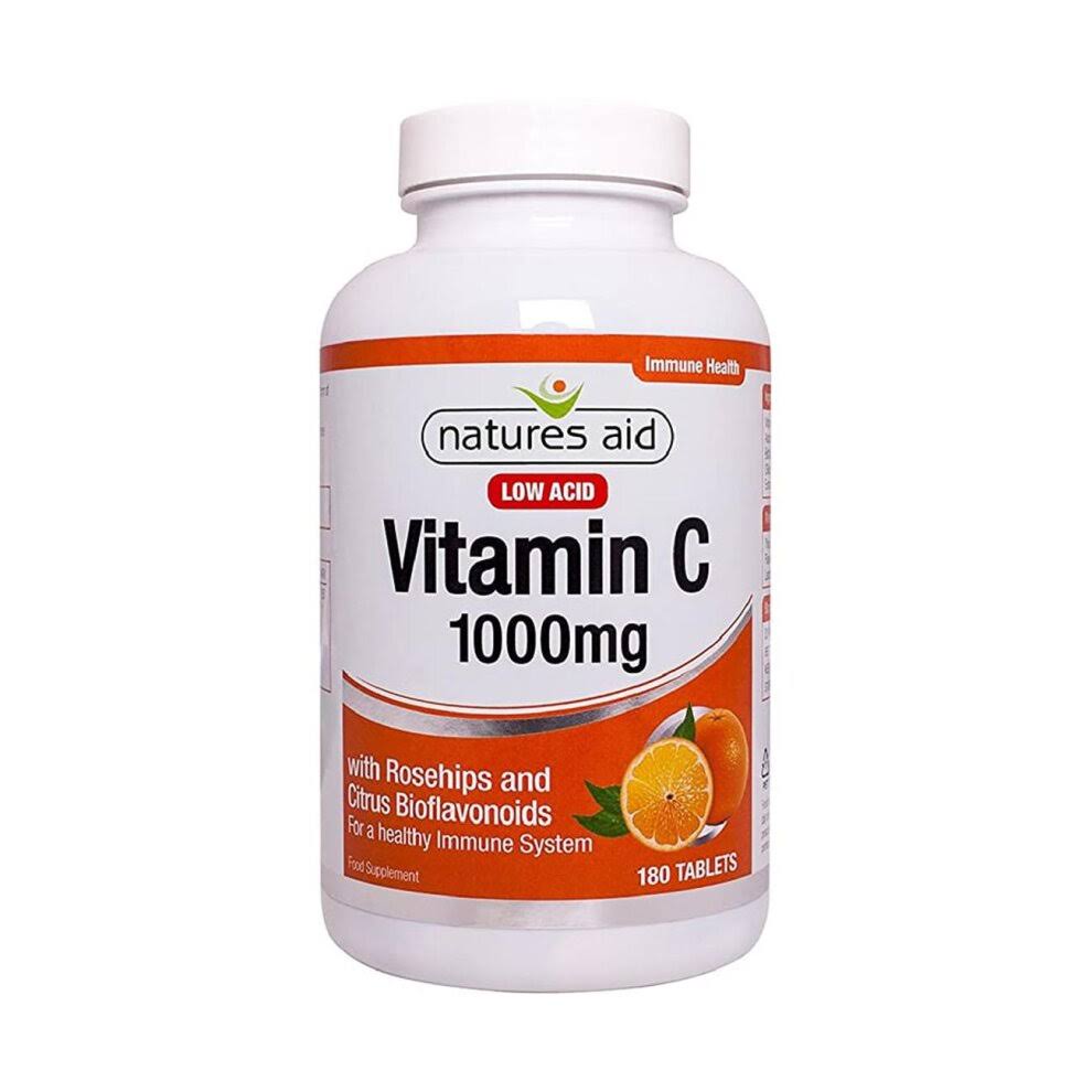 Natures Aid Vitamin C Low Acid With Rosehips And Citrus Bioflavonoids - 180 Tablets