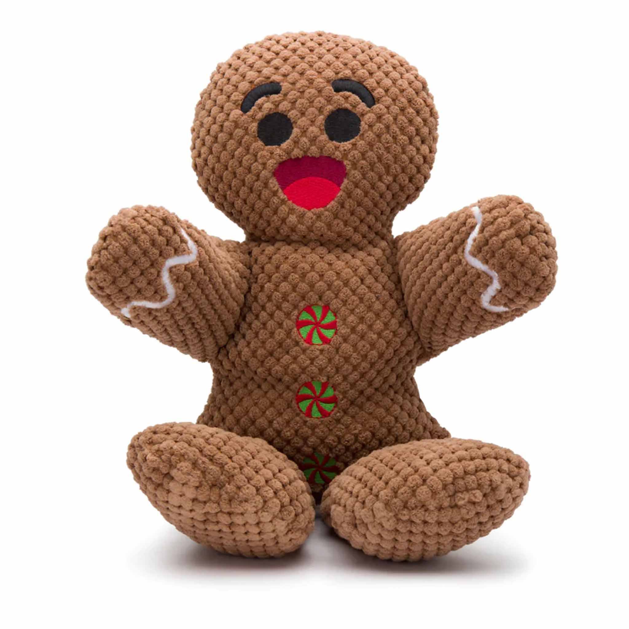 Fab Dog Gingerbread Man Plush Floppy Holiday Dog Toy Large 16"