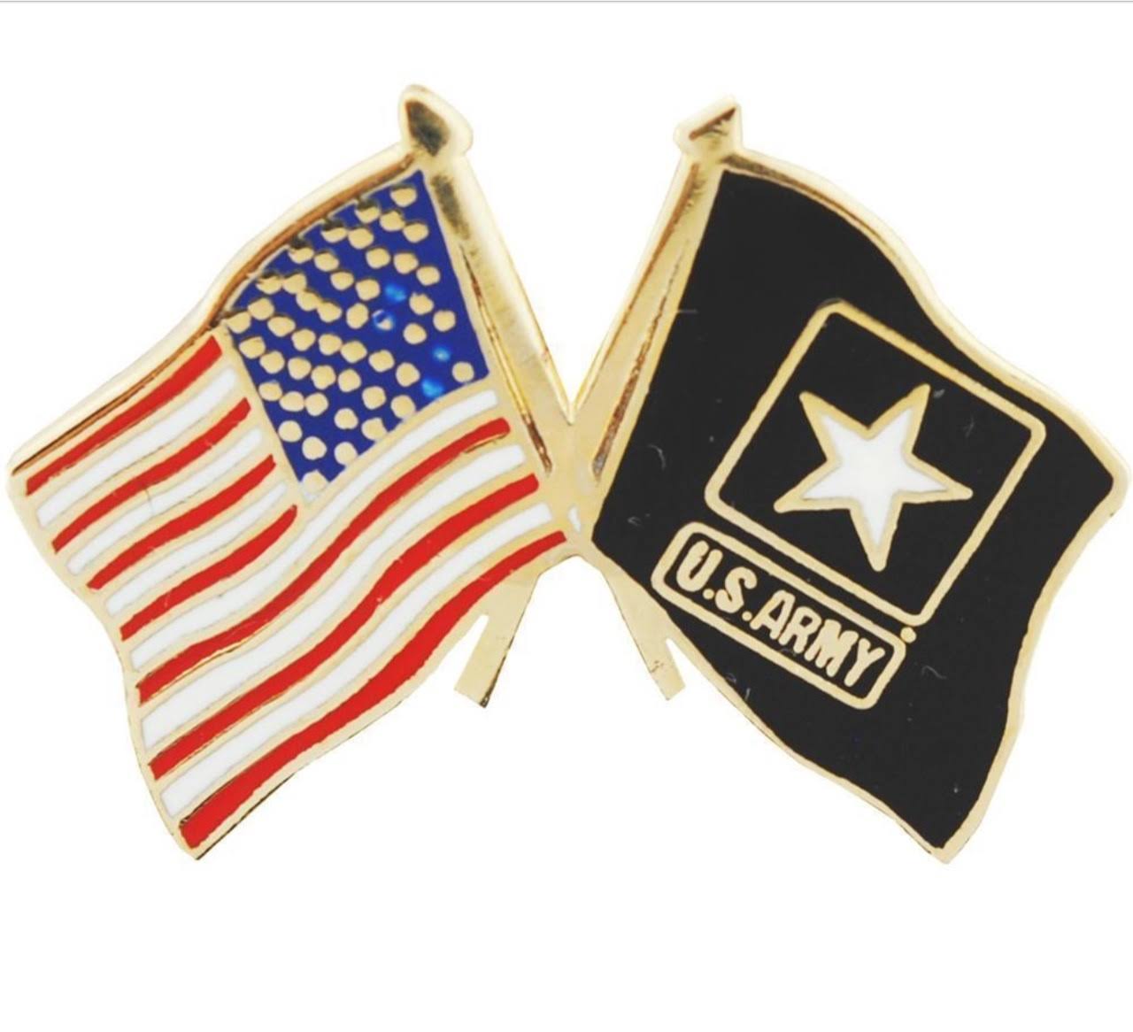 American and US Army Star Crossed Flags Pin