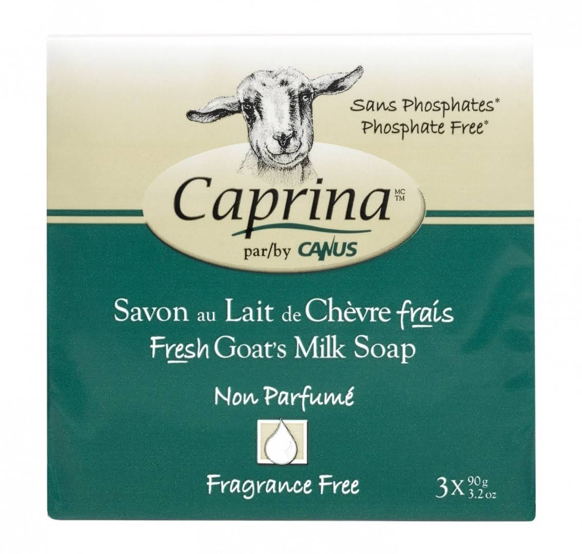 Caprina By Canus Fresh Goat's Milk Soap Bar - Fragrance-Free, 90g, x3