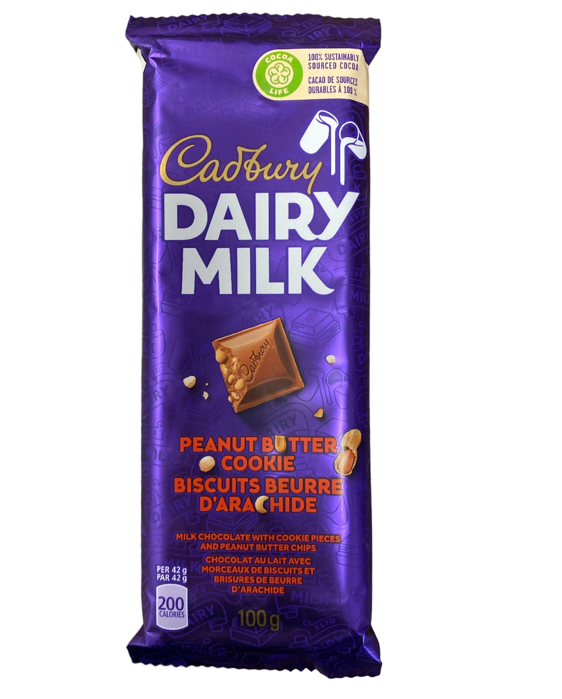 Cadbury Dairy Milk Chocolate Bars - Peanut Butter Cookie, 100g