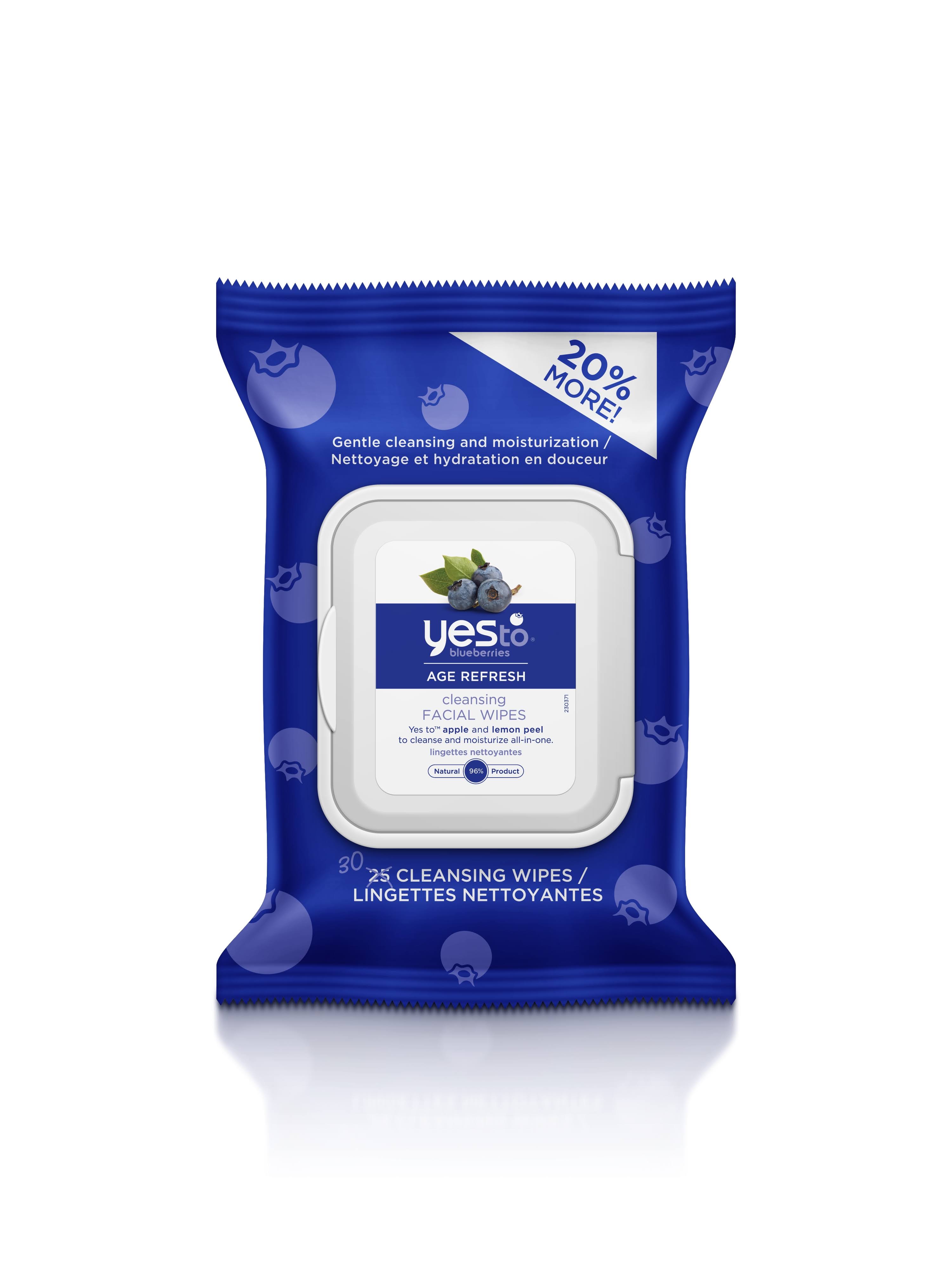Yes to Blueberries Cleansing Facial Towelettes - 25 Pre-Moistened Towelettes