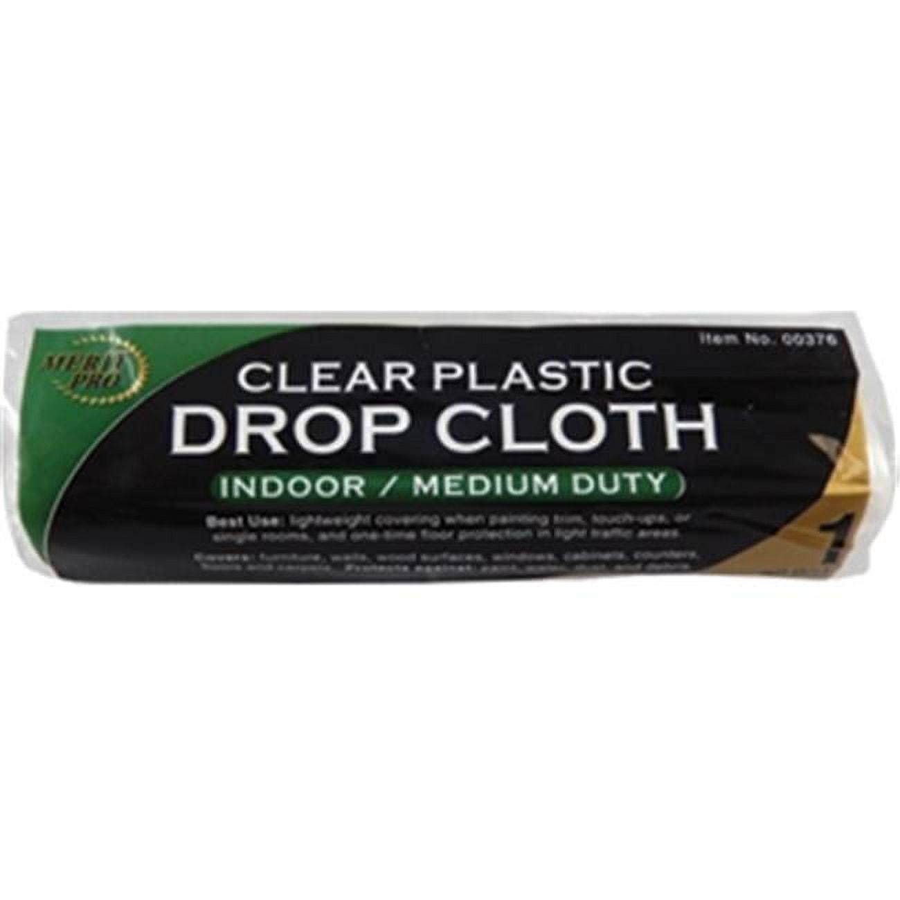 Merit Pro 376 Dynamic Clear Rolled Drop Cloth - 9' x 12', 1mil