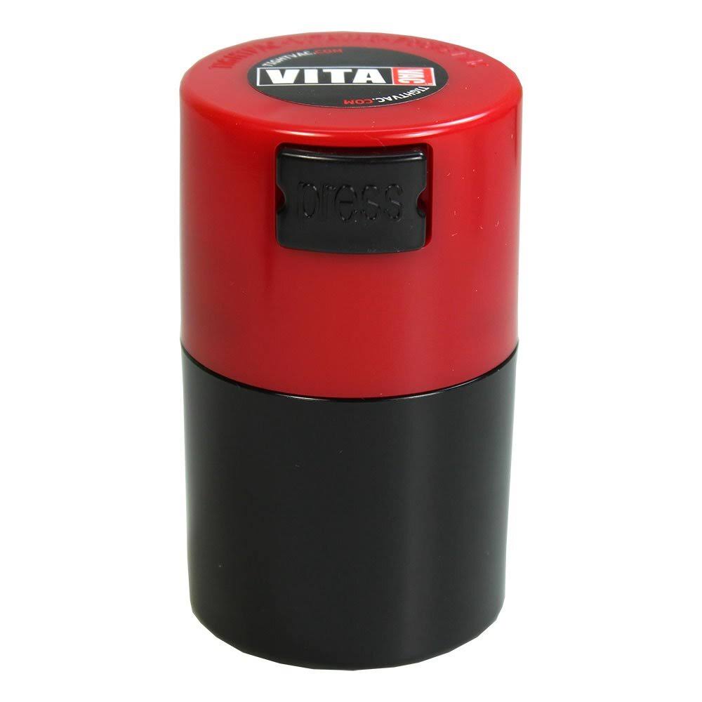 Vitavac - 5G to 20 Grams Vacuum Sealed Container - Red Cap & Black Body