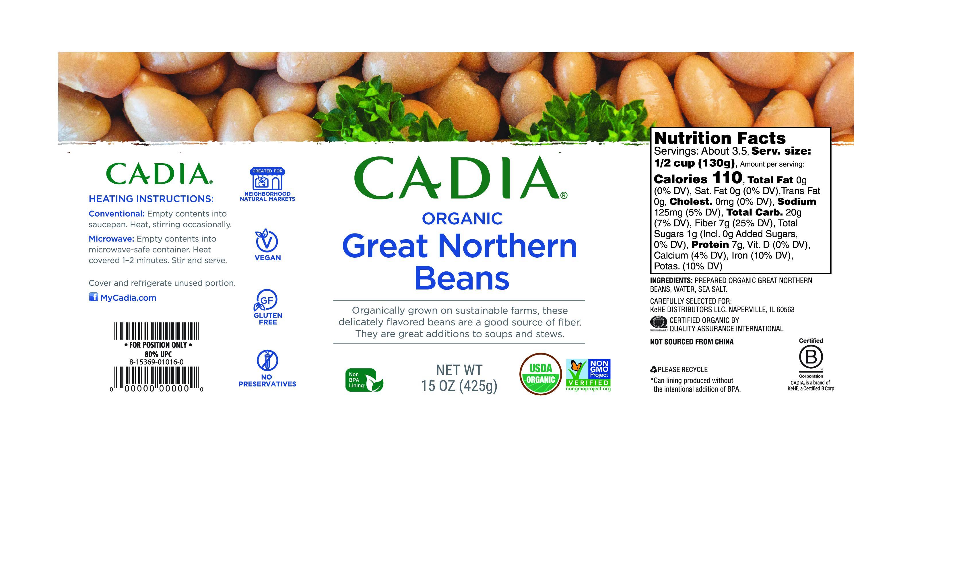 Cadia Great Northern Beans, Organic - 15 oz