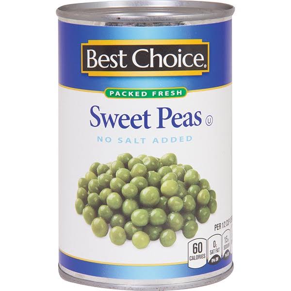 Best Choice No Salt Added Sweet Peas - 15 oz