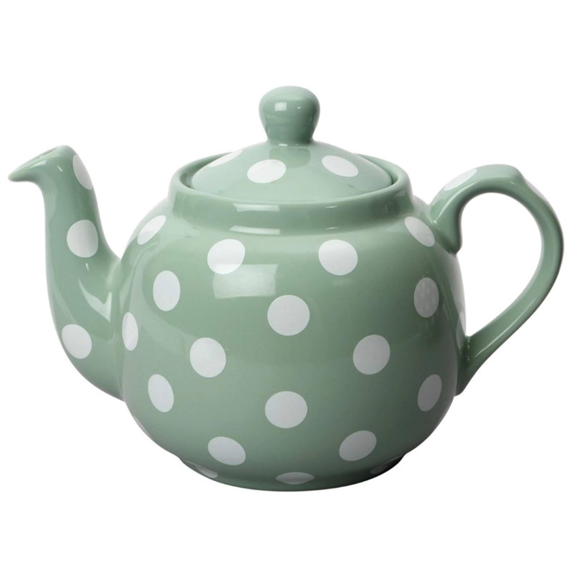 London Pottery 4 Cup Farmhouse Filter Teapot Green with White Spots