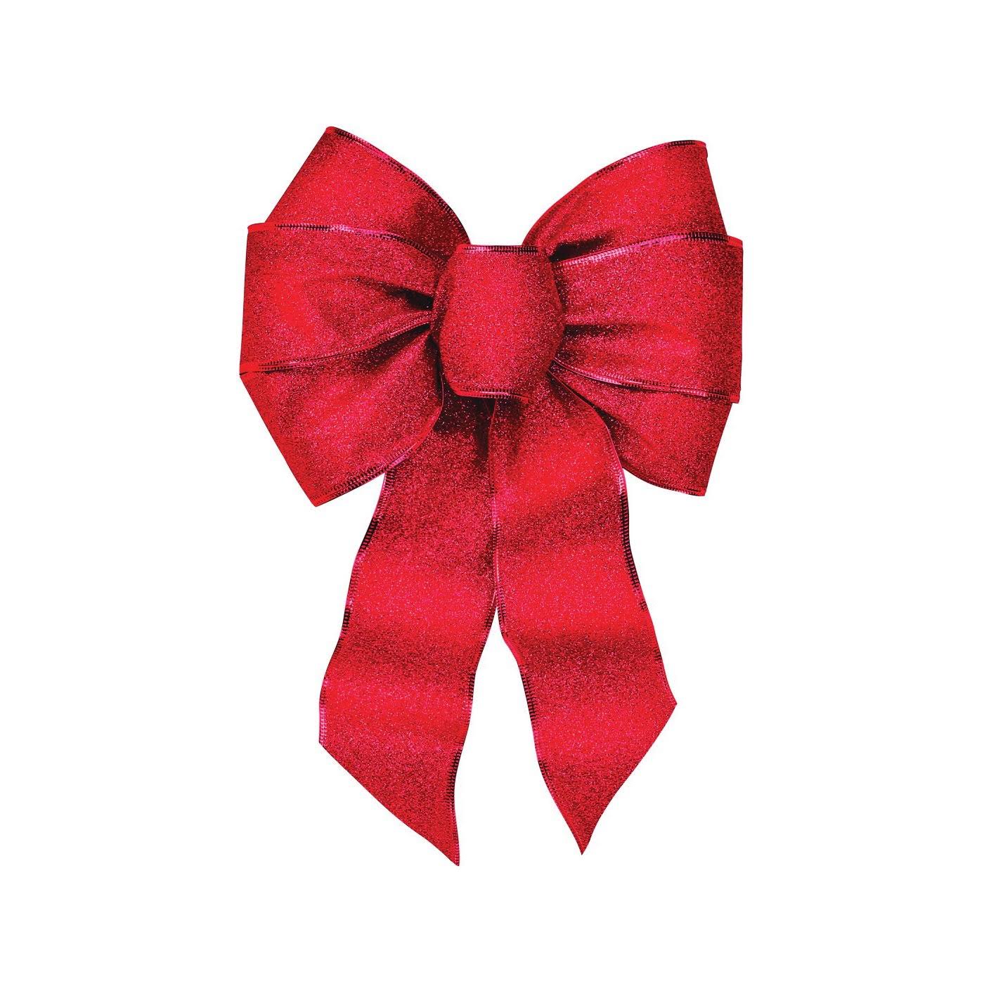 Holiday Trim 6166 Shimmering Christmas Glitters Wired Bow - Red, 12pk