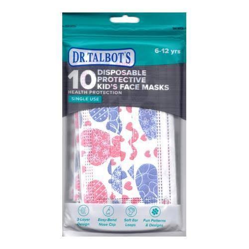 Dr. Talbot's Kids Three-Ply Disposable Protective Face Masks (10 Pack) Select Design - Hearts