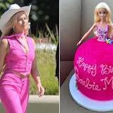 Margot Robbie celebrates his 32nd birthday with a pink cake on a “Barbie” set