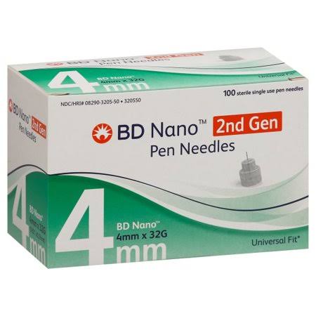 BD Diabetic Pen Needles 4mm x 32G Box of 100 Sealed Universal