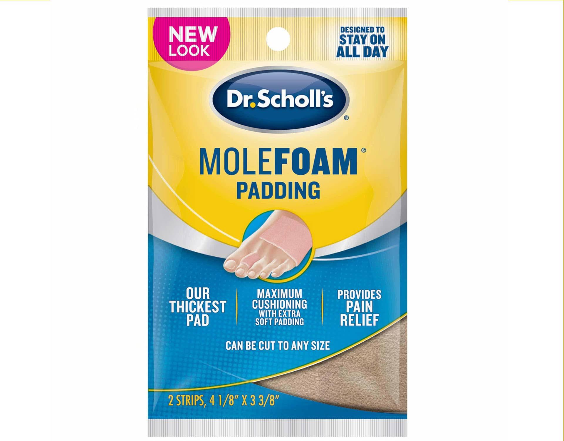 Dr Scholl's Molefoam Padding 2 Strips 4 1 8'' x 3 3 8