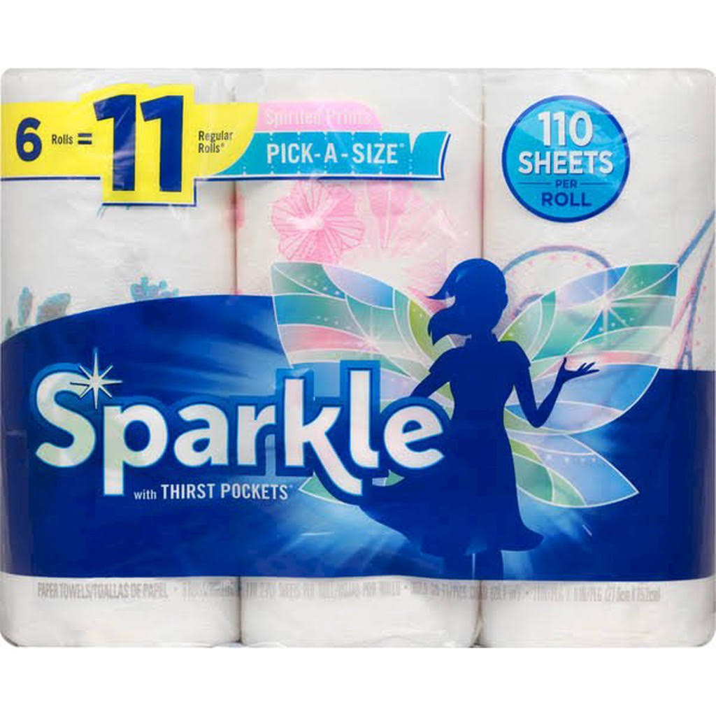 Sparkle Paper Towels, Pick-A-Size, Spirited Prints, 2-Ply - 6 rolls