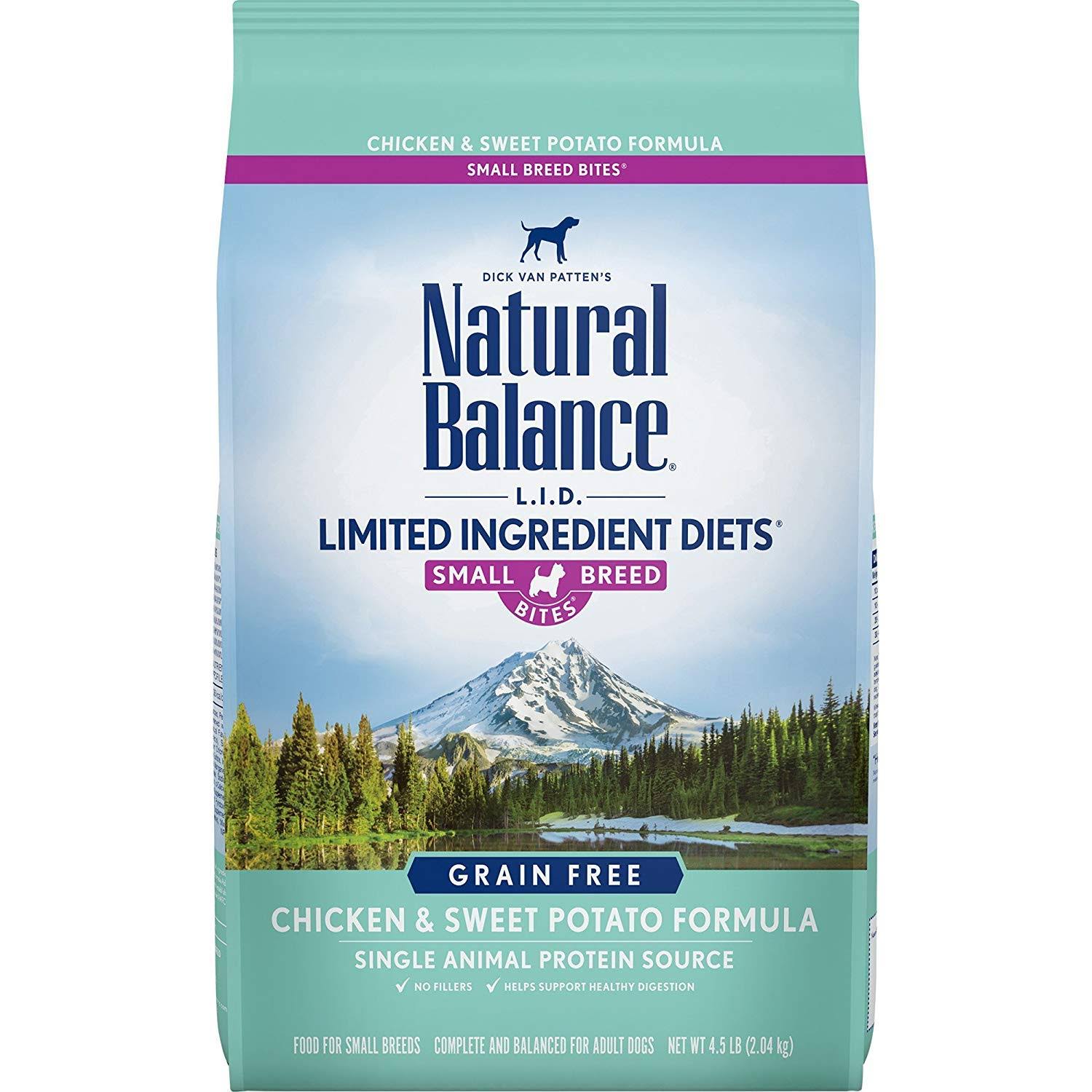 Natural Balance Small Breed Bites L.I.D. Limited Ingredient Diets Dry Dog Food, Grain Free, Chicken & Sweet Potato Formula, 4.5-Pound
