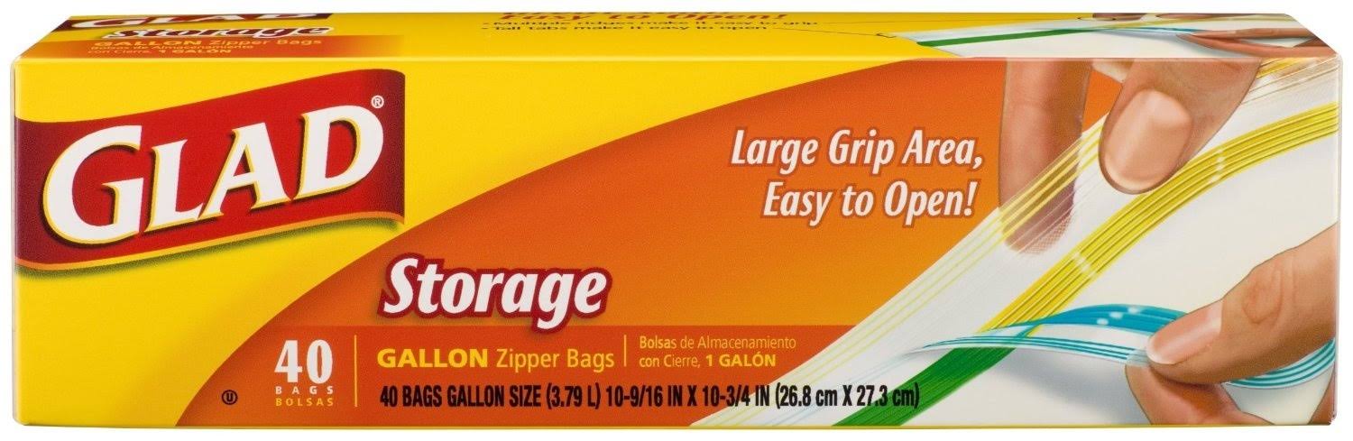 Glad Food Storage Zipper Bags - Gallon, 40 ct
