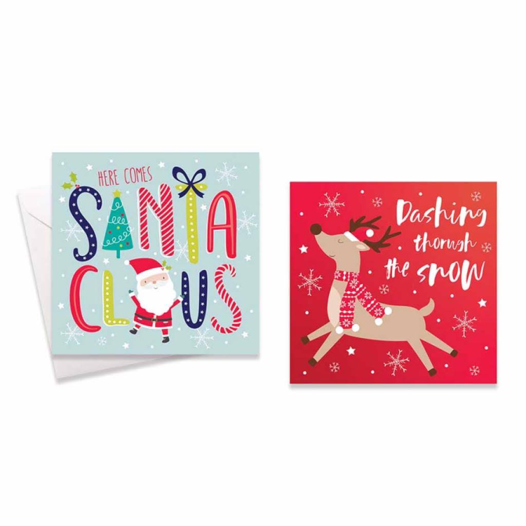 Tallon 2937 - Square Christmas Cards, Fun Santa/Rudolph - Box of 20
