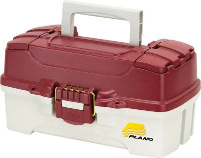 Plano 1 Tray Tackle Box - with Dual Top Access, Red Metallic/Off White